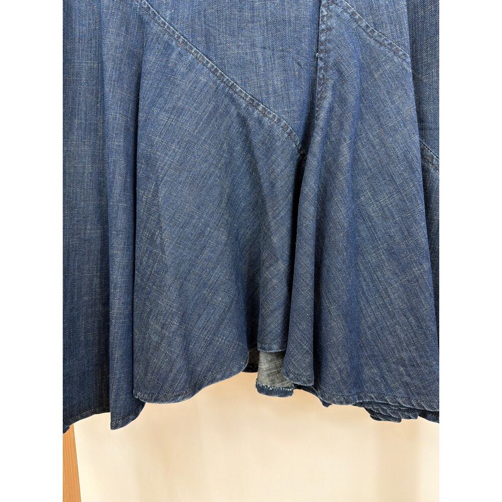 J Jill Blue Denim Ruffle Hem Swing Maxi Skirt Size XL - Picture 3 of 7